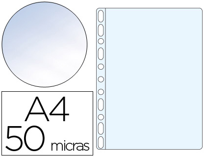 100 fundas multitaladro Q-Connect A4 polipropileno 50µ cristal